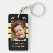 Porte-clés 1 photo meilleur papa jamais vous aimer noir jaune (Dos)