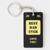 Porte-clés 1 photo meilleur papa jamais vous aimer noir jaune (Devant)