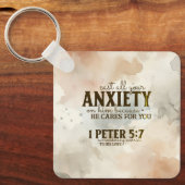 Porte-clés 1 Pierre 5:7 Posez votre anxiété sur lui Bible Ver (Recto)