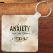 Porte-clés 1 Pierre 5:7 Posez votre anxiété sur lui Bible Ver (Verso)