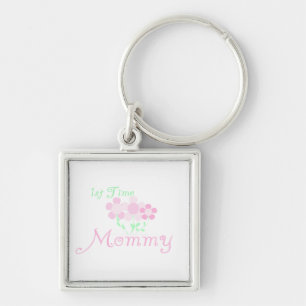 Porte-clés 1ère Fleurs roses Mommy Cadeaux