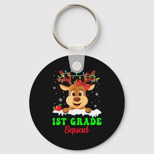 Porte-clés 1st Grade Squad Xmas Reindeer Teacher Student Chri (Recto)