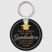 Porte-clés 2023 Graduation Gold Black Elegant School Monogram (Recto)