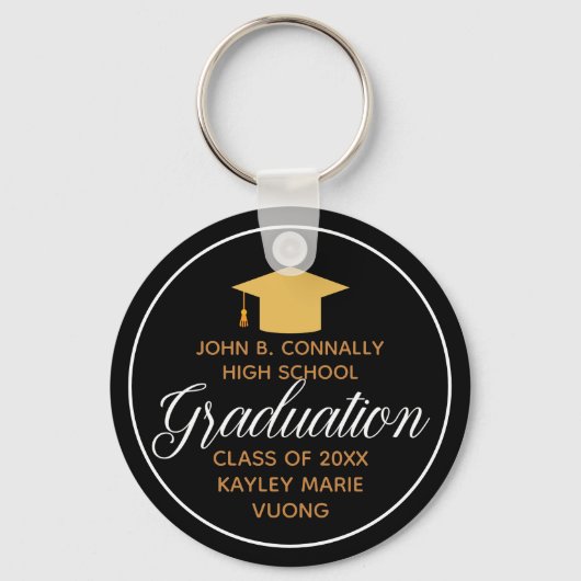 Porte-clés 2023 Graduation Gold Black Elegant School Monogram (Verso)