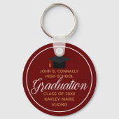 Porte-clés 2023 Graduation Red Gold Custom School Monogramme (Recto)