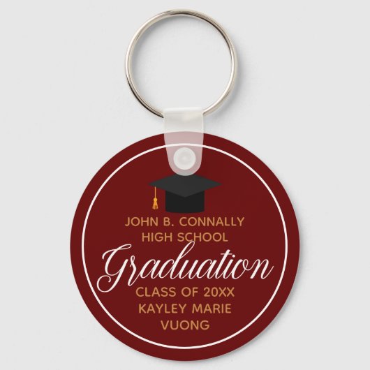 Porte-clés 2023 Graduation Red Gold Custom School Monogramme (Verso)