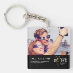 Porte-clés 2024 Total Éclipse Solaire Photo Couples Cadeaux K