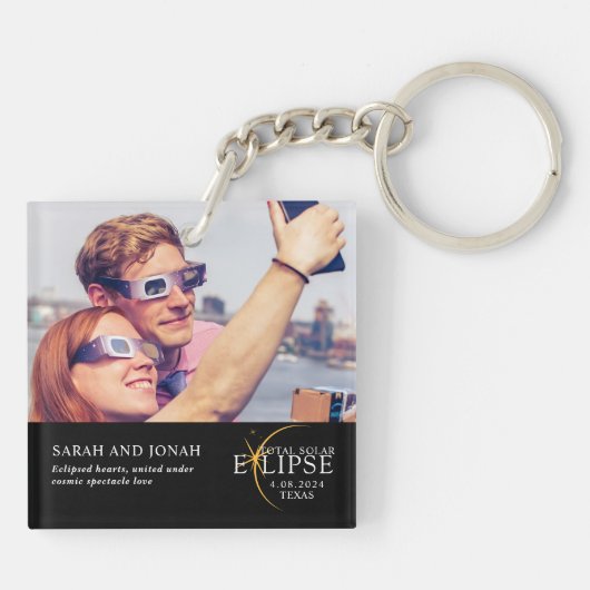 Porte-clés 2024 Total Éclipse Solaire Photo Couples Cadeaux K (Dos)