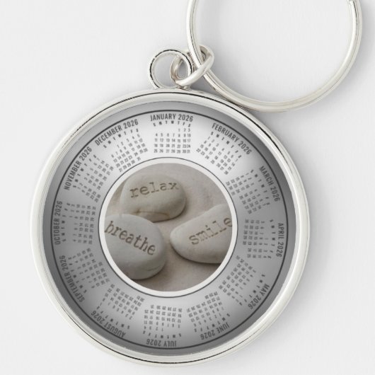 Porte-clés 2026 Calendar Keychain Breathe Relax Smile (Devant)