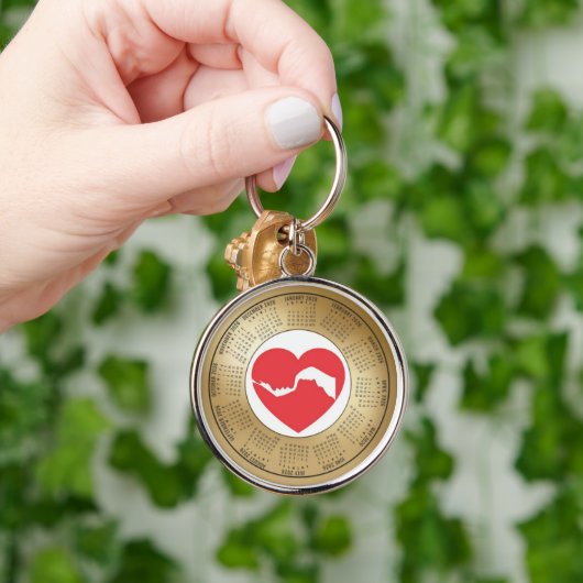 Porte-clés 2026 Calendar Keychain Lovers Red Heart (Main)