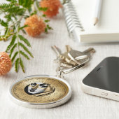 Porte-clés 2026 Calendar Keychain Woman's Art Deco Face Gold (Côté)