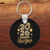 Porte-clés 2026 Happy New Year Festive Top Hat Balloon Firewo (Recto)