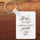 Porte-clés 2026 JW Année Texte Matthieu 5:3 avec fleurs de pr (Recto)