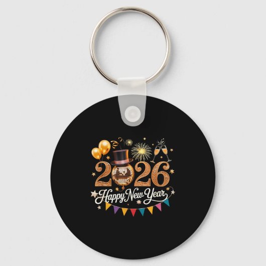 Porte-clés 2026 New Year Celebration Disco Ball Gold Festivit (Recto)