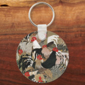 Porte-clés 20. 群 鶏 図, 冲 Foule de coqs, Jakuchu (Recto)