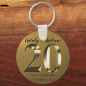 Porte-clés 20e anniversaire Mariage d'or métallique (Verso)
