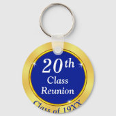 Porte-clés 20th Class Reunion Gifts. Royal Blue, Gold, White (Verso)