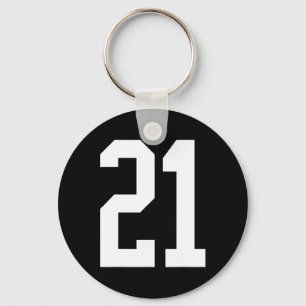Porte-clés #21 Blanc Numéro 21 Style Ventilateur sportif