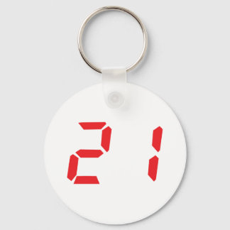 Porte-clés 21 vingt et un réveil rouge numéro numérique