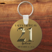 Porte-clés 21e anniversaire d'or métallique (Recto)
