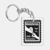 Porte-clés 21e anniversaire mariage laiton nickel traditionne (Devant gauche)