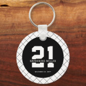 Porte-clés 21e anniversaire personnalisé Moderne et élégant (Recto)