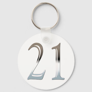 Porte-clés 21e anniversaire personnalisé Silver Numéro 21