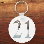 Porte-clés 21e anniversaire personnalisé Silver Numéro 21 (Recto)