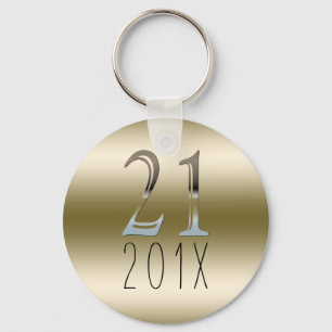 Porte-clés 21ème argent numéro 21 d'or du cadeau