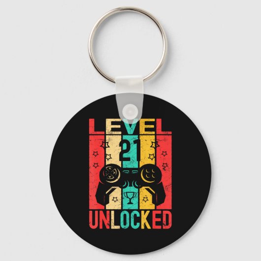 Porte-clés 21st Birthday Level 21 Unlocked Gamer Funny Birthd (Recto)