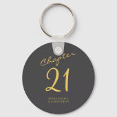 Porte-clés 21st Birthday Party Gold Script Blue (Recto)