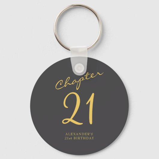 Porte-clés 21st Birthday Party Gold Script Blue  (Recto)