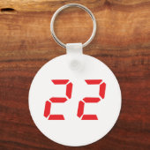 Porte-clés 22 vingt-deux réveil rouge numéro numérique (Recto)