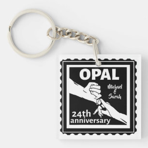 Porte-clés 24e anniversaire du mariage opal traditionnel