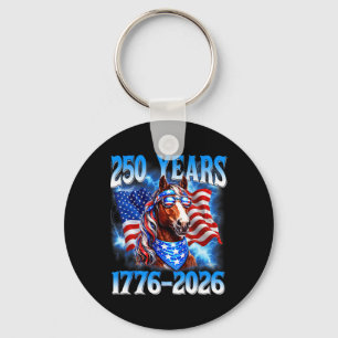 Porte-clés 250 Ans 250e Anniversaire États-Unis Cheval Drapea