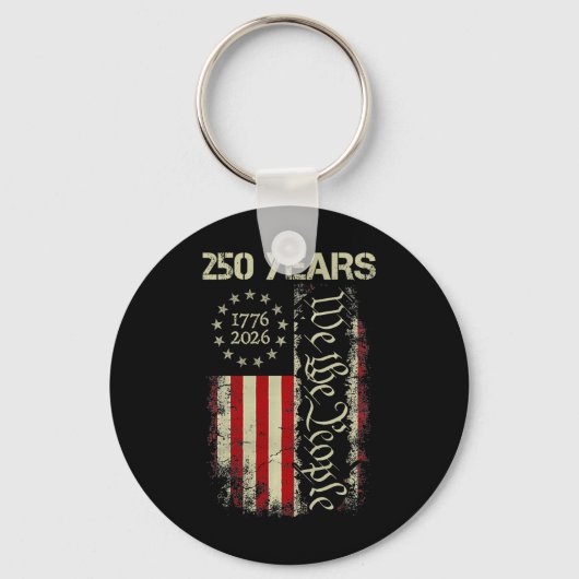 Porte-clés 250 Ans Amérique 1776 2026 Nous Le Peuple Drapeau (Recto)