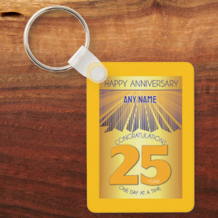 Porte-clés 25e anniversaire de sobriété 12 Étapes Rayon Dor
