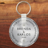 Porte-clés 25e anniversaire du mariage argent & diamants blan (Verso)