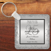 Porte-clés 25e anniversaire du Mariage Glitzy Silver & Black (Recto)