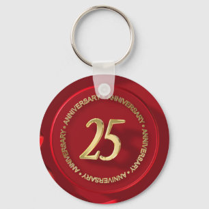 Porte-clés 25e anniversaire sceau de cire rouge