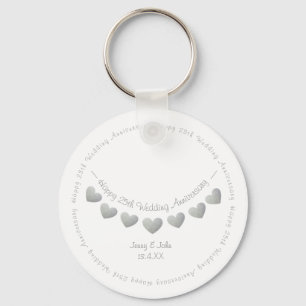 Porte-clés 25e Mariage d'argent Anniversaire cadeau Key Ring