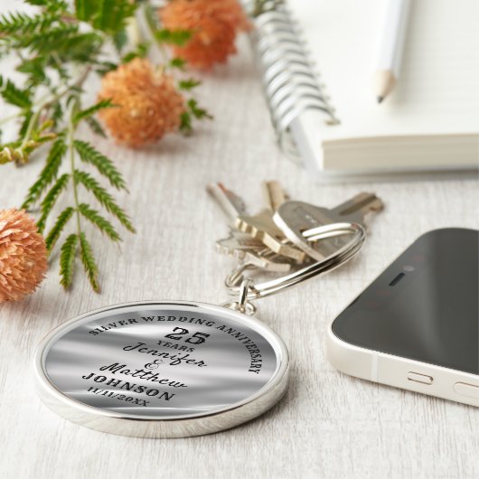 Porte-clés 25ème MARIAGE ANNIVERSAIRE Mariage d'argent modifi (Côté)