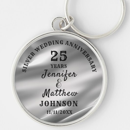 Porte-clés 25ème MARIAGE ANNIVERSAIRE Mariage d'argent modifi (Devant)