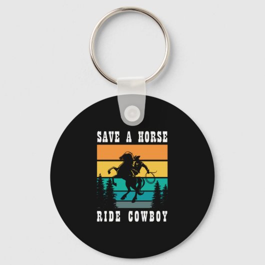 Porte-clés 26.Sauvez Un Cheval Ride Cowboy (Recto)