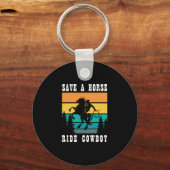 Porte-clés 26.Sauvez Un Cheval Ride Cowboy (Recto)