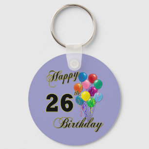 Porte-clés 26èmes cadeaux d'anniversaire heureux avec des