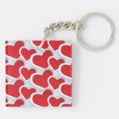 Porte-clés 2 Coeurs rouges Répéter Motif Cute Personnalisé (Dos)