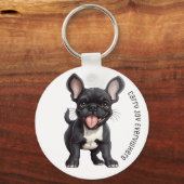 Porte-clés 2 côtés Avec texte personnalisé, chiot français (Recto)