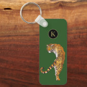 Porte-clés 2 côtés Young Wild et Libre Tigre Monogramme Vert (Recto)