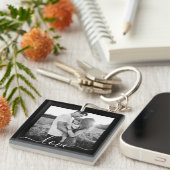 Porte-clés 2 Modèle photo double face Love Texte Clé noire (Devant Droit)